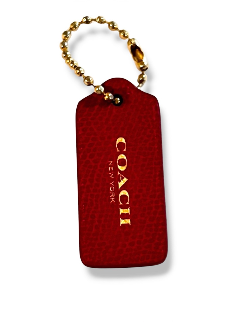 VTG COACH Hang Tag Bag Charm Keychain leather Hot Pink Fuchsia E-6